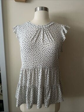 Monteau white polka dot top